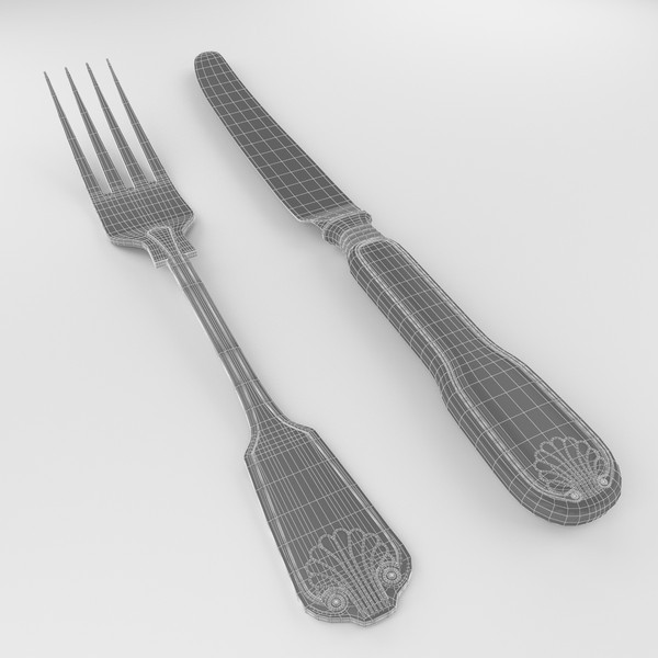 fork knife 3ds - Cutlery by 3dShed